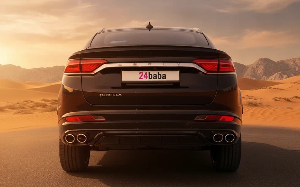 Geely Tugella 2024 Black rear view – rental in Dubai