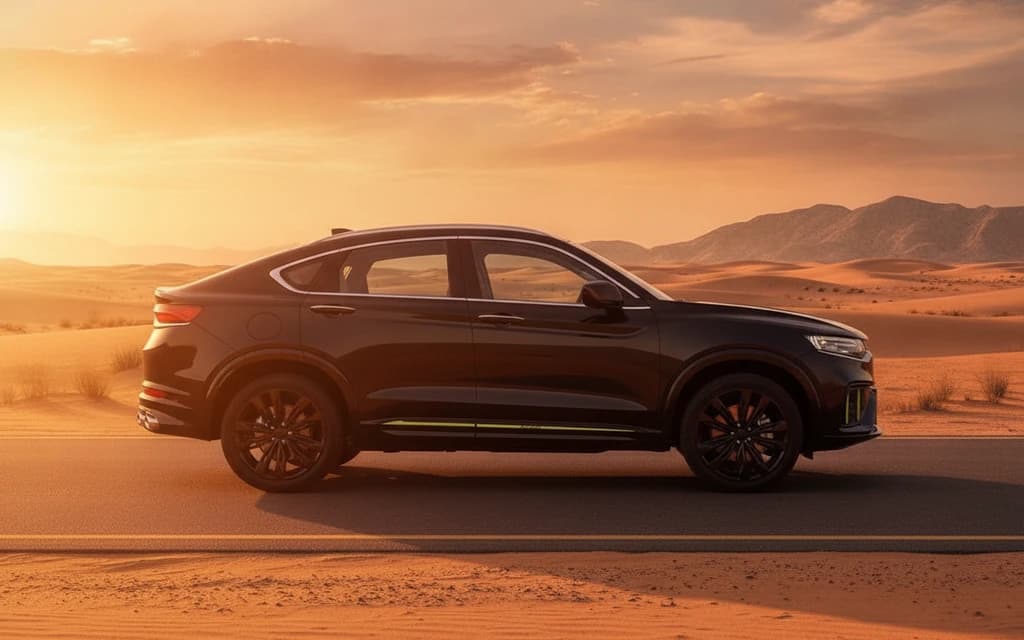 Geely Tugella 2024 Black side view – rental in Dubai