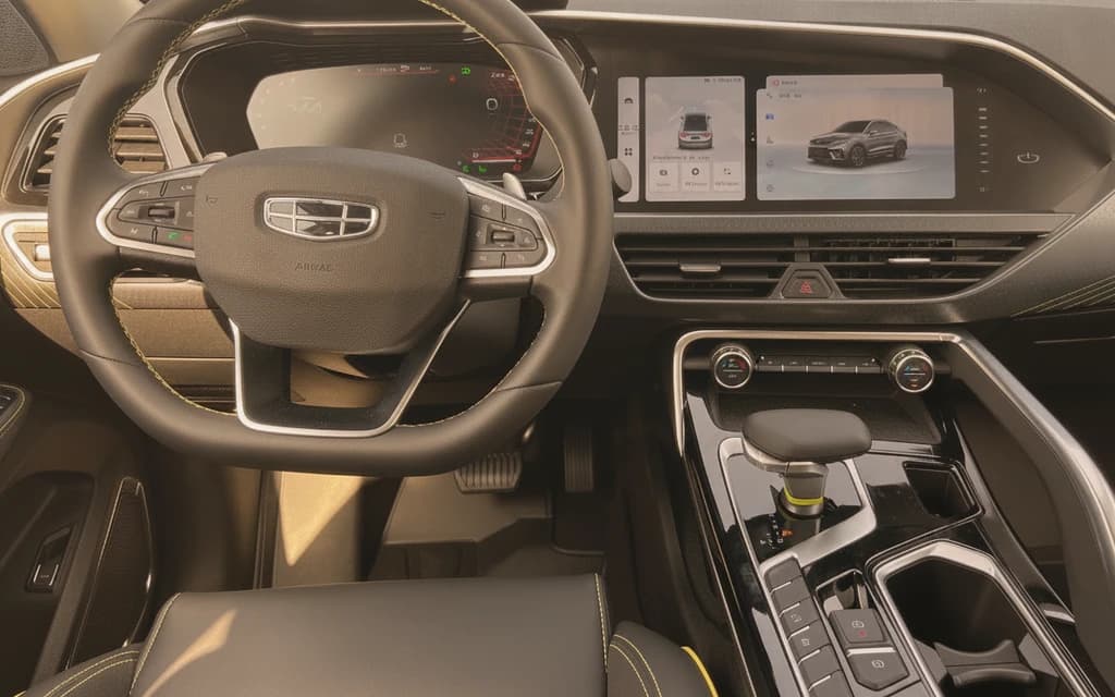 Geely Tugella 2024 Gray dashboard view – rental in Dubai