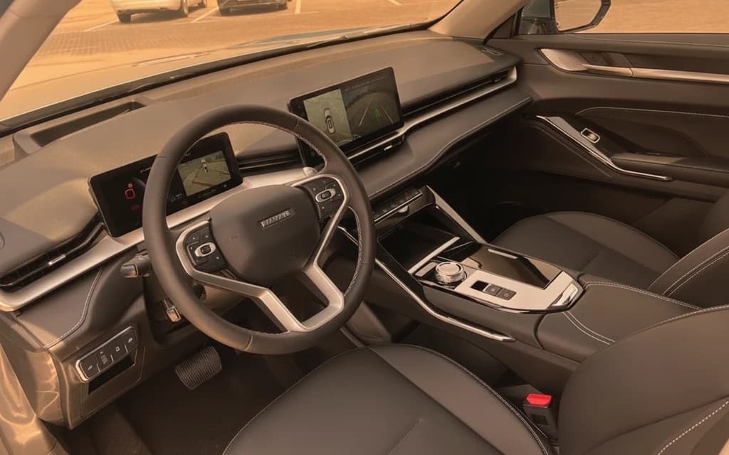 Haval H6 2024 Light Blue interior view – rental in Dubai