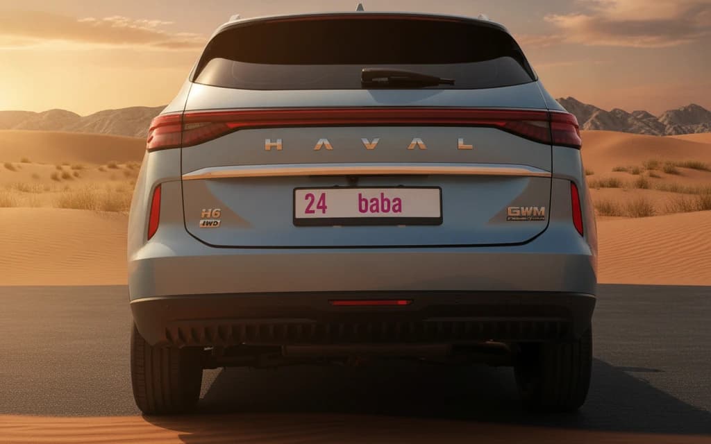 Haval H6 2024 Light Blue rear view – rental in Dubai
