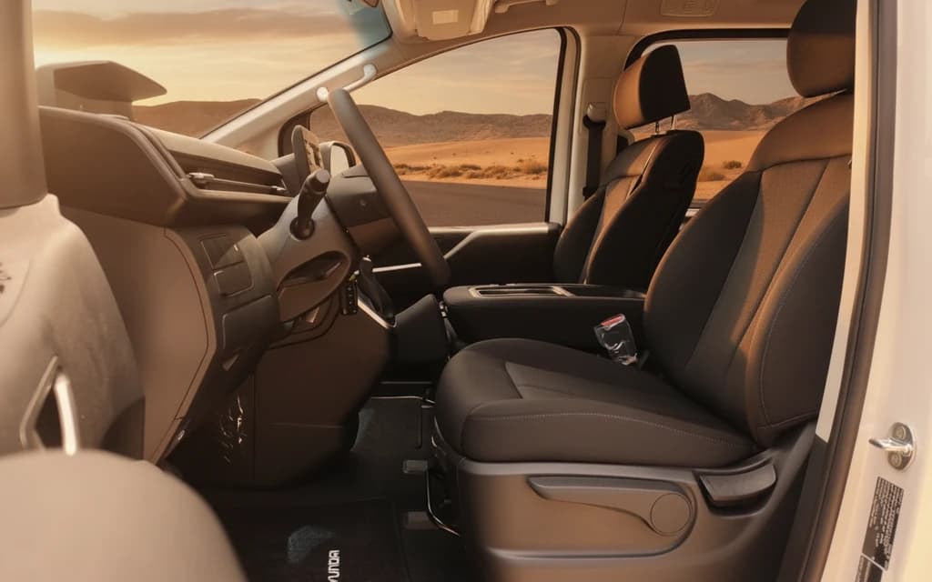 Hyundai Staria 2022 White front seats – rental in Dubai