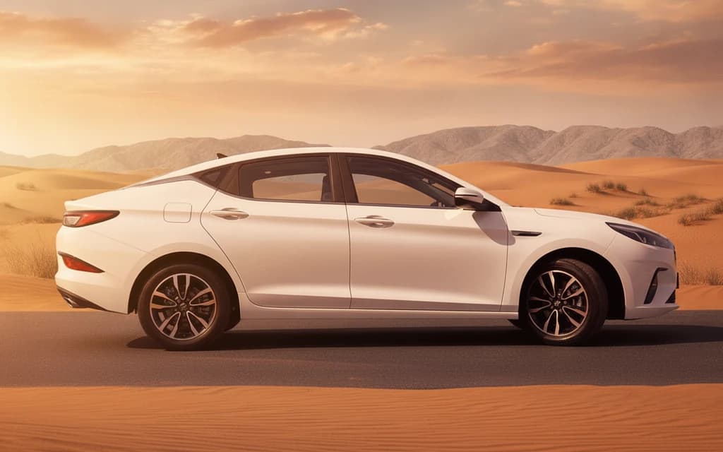 JAC J7 2023 White side view – rental in Dubai