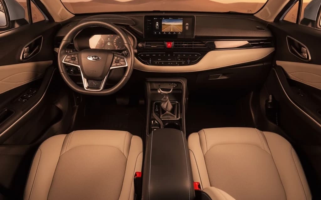 JAC JS4 2023 Light Blue dashboard view – rental in Dubai