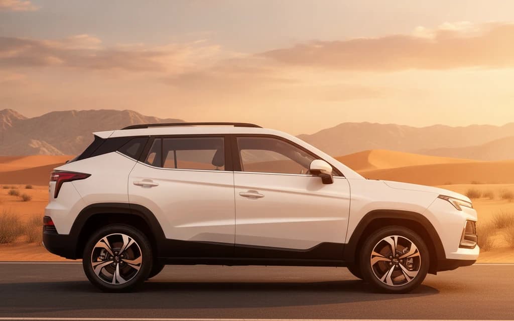 JAC JS4 2023 White side view – rental in Dubai