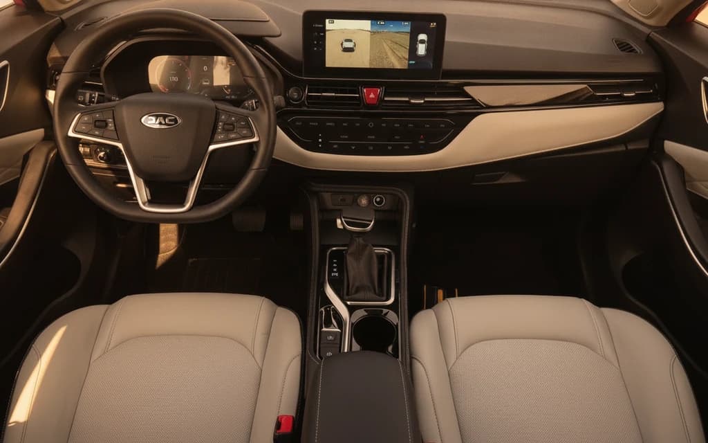JAC JS4 2024 Red dashboard view – rental in Dubai