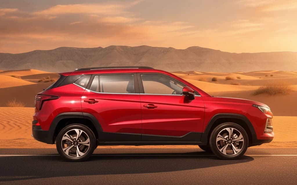 JAC JS4 2024 Red side view – rental in Dubai