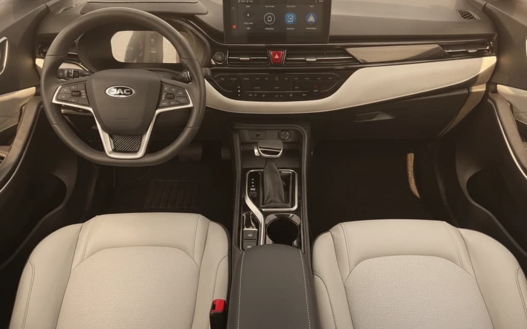 JAC JS4 2025 White dashboard view – rental in Dubai