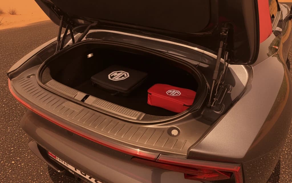 MG Cyberster 2025 Gray trunk space – rental in Dubai