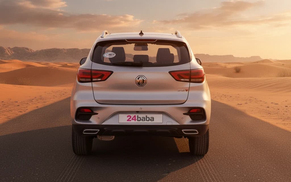 MG ZS 2023 Silver rear view – rental in Dubai