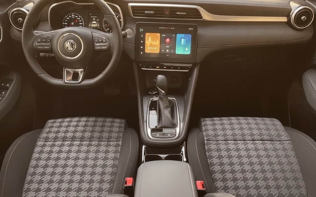 MG ZS 2024 White dashboard view – rental in Dubai