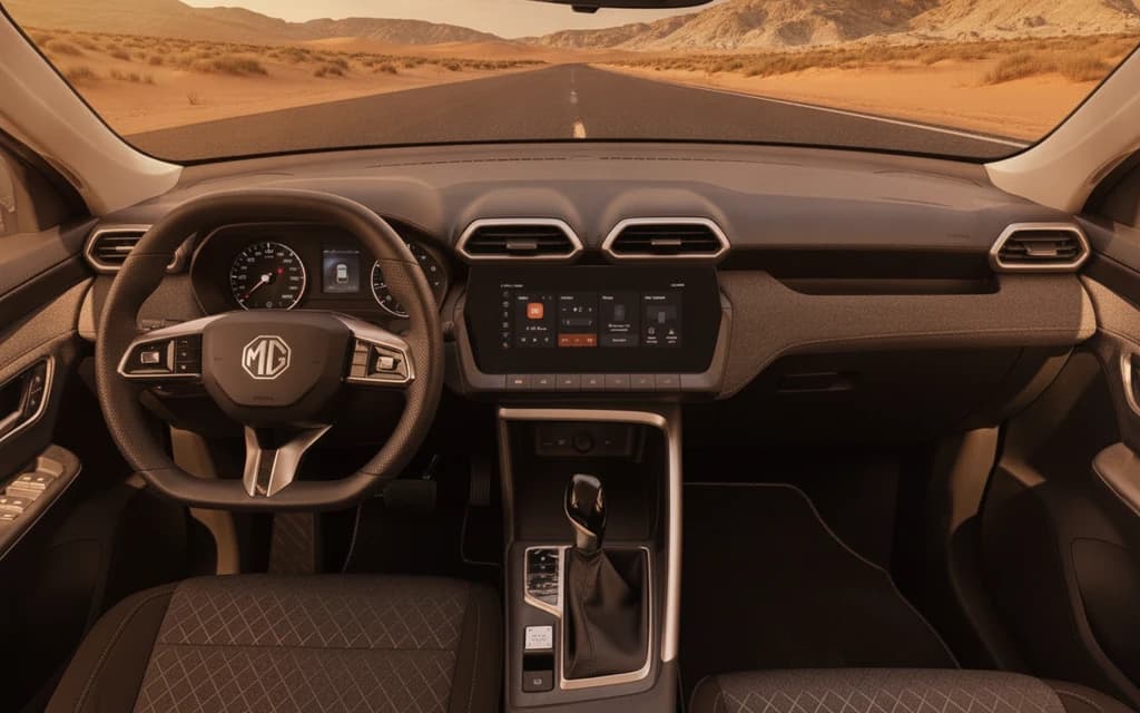 MG ZS 2025 White dashboard view – rental in Dubai