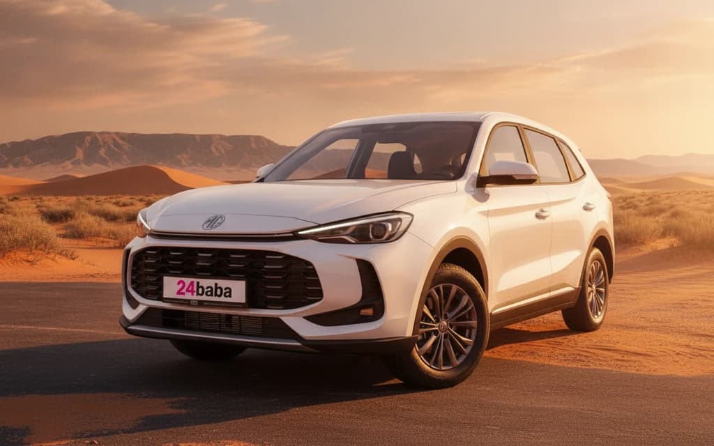 MG ZS 2025 White side view – rental in Dubai