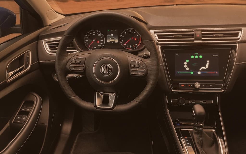 MG 5 2022 Blue dashboard view – rental in Dubai