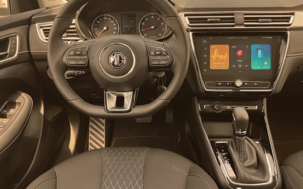 MG 5 2024 White dashboard view – rental in Dubai