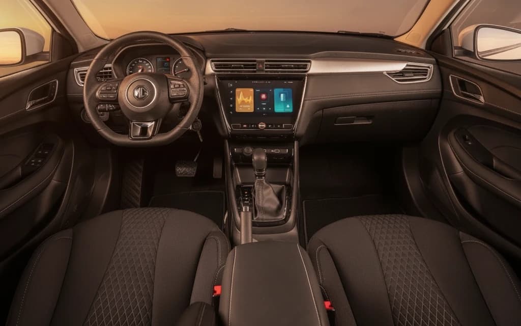 MG 5 2024 White dashboard view – rental in Dubai