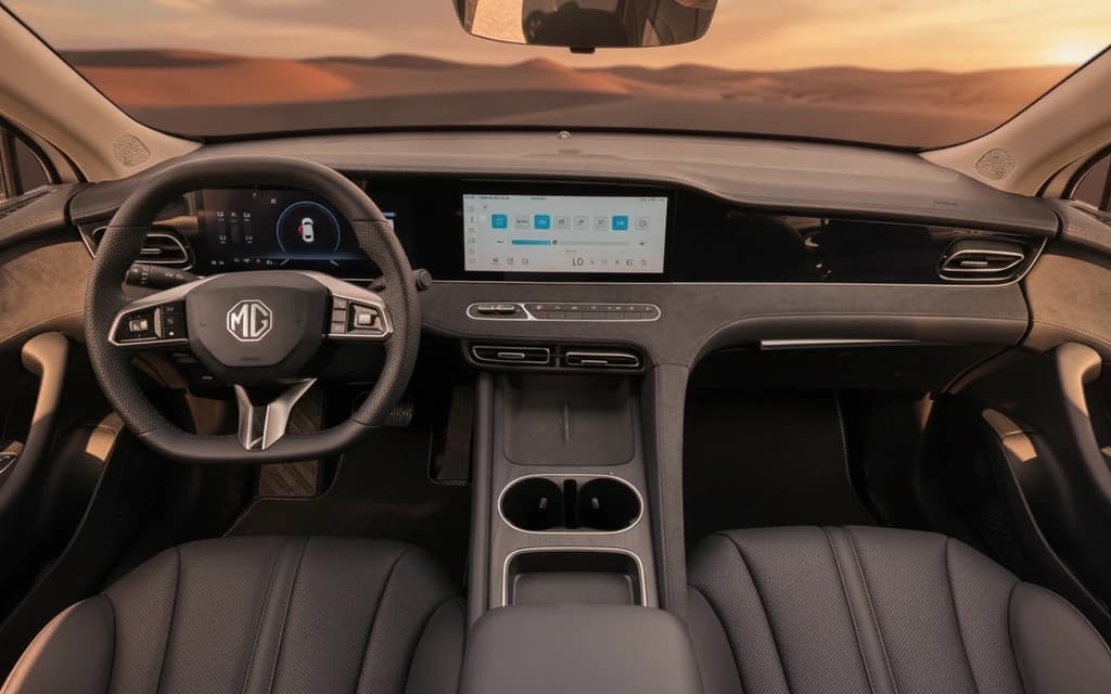 MG 8 2026 White dashboard view – rental in Dubai