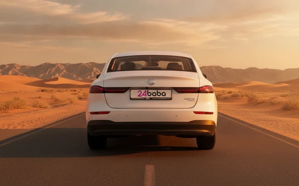 MG 8 2026 White rear view – rental in Dubai