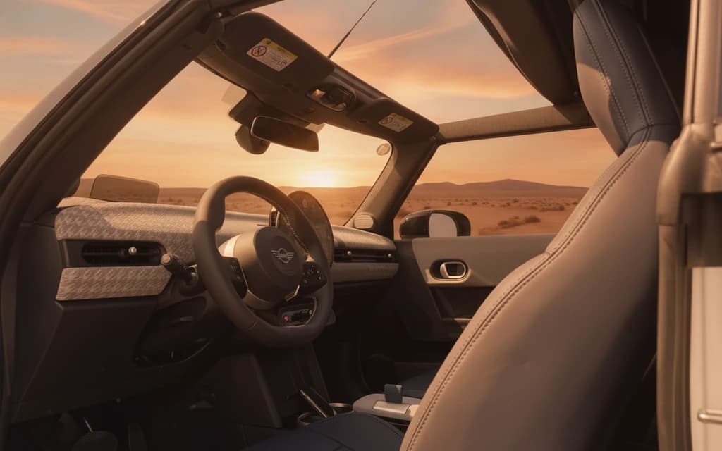 Mini Cooper 2025 White interior-front view – rental in Dubai
