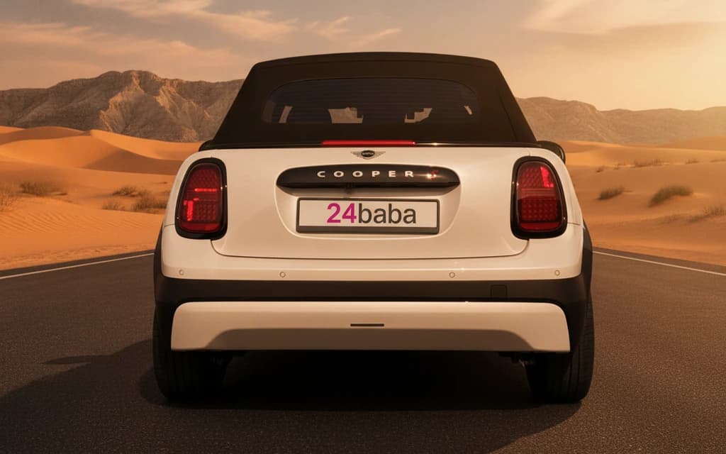 Mini Cooper 2025 White rear view – rental in Dubai