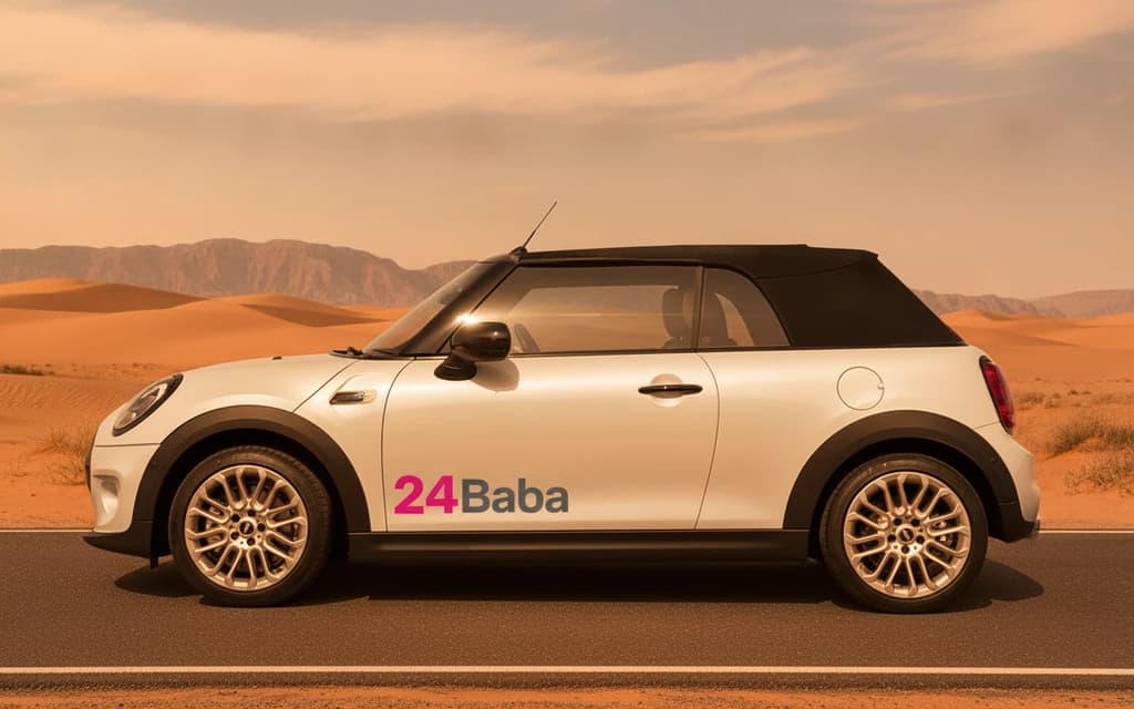 Mini Cooper 2025 White side view – rental in Dubai