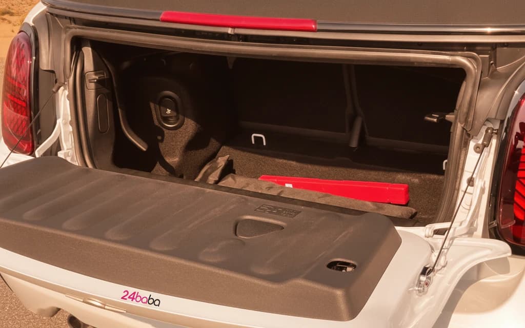 Mini Cooper 2025 White trunk space – rental in Dubai
