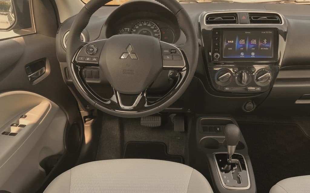Mitsubishi Attrage 2023 Gray dashboard view – rental in Dubai