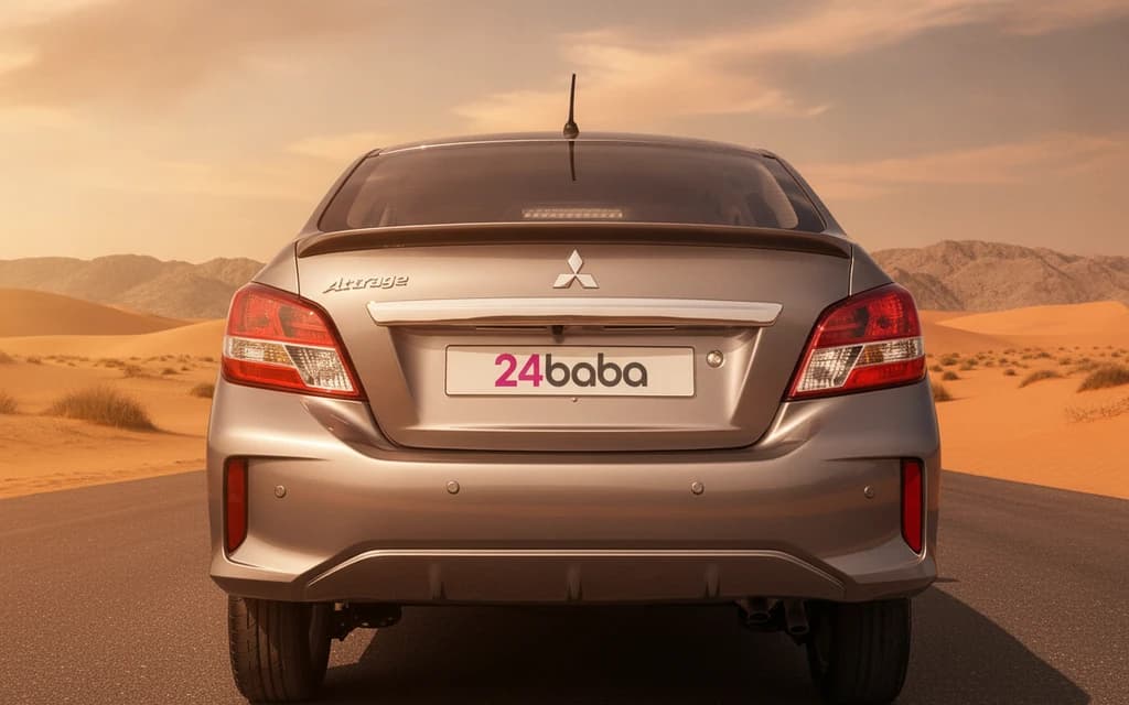 Mitsubishi Attrage 2023 Gray rear view – rental in Dubai