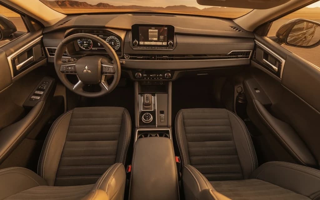 Mitsubishi Outlander 2025 Gray dashboard view – rental in Dubai