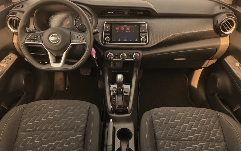 Nissan Kicks 2024 White dashboard view – rental in Dubai
