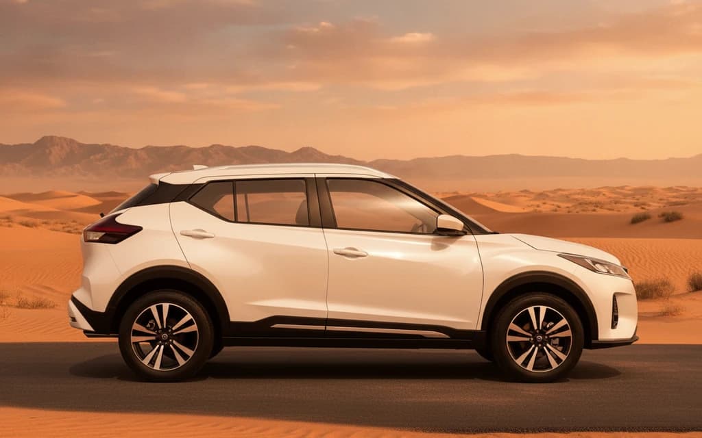 Nissan Kicks 2024 White side view – rental in Dubai