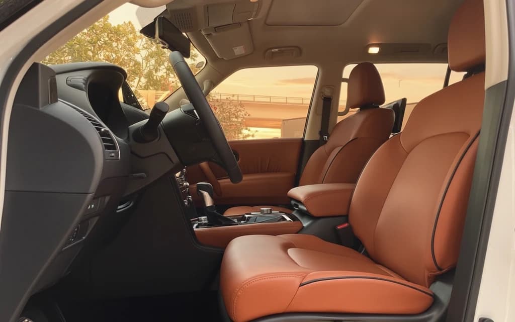 Nissan Patrol 2024 White front seats – rental in Dubai