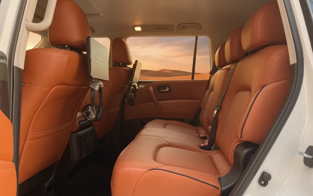 Nissan Patrol 2024 White rear seats – rental in Dubai