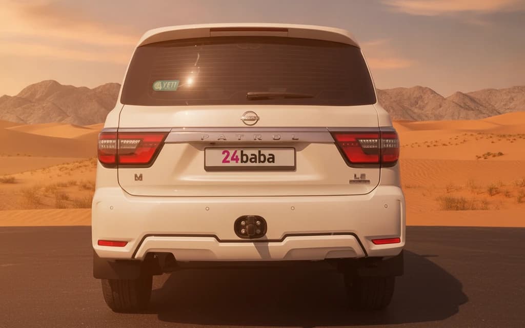 Nissan Patrol 2024 White rear view – rental in Dubai