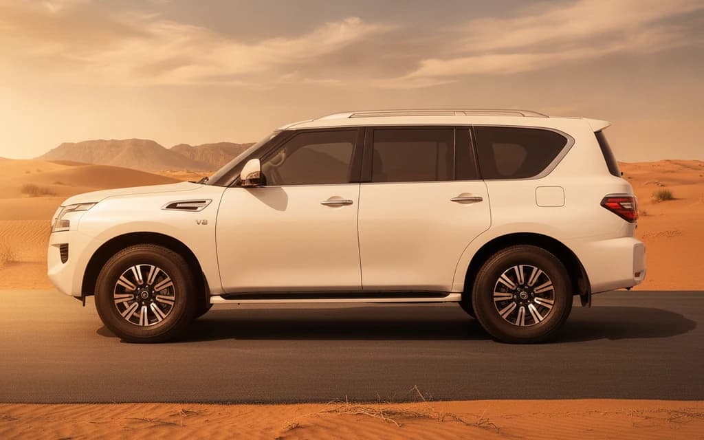 Nissan Patrol 2024 White side view – rental in Dubai