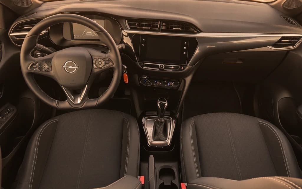 Opel Corsa 2023 Orange dashboard view – rental in Dubai