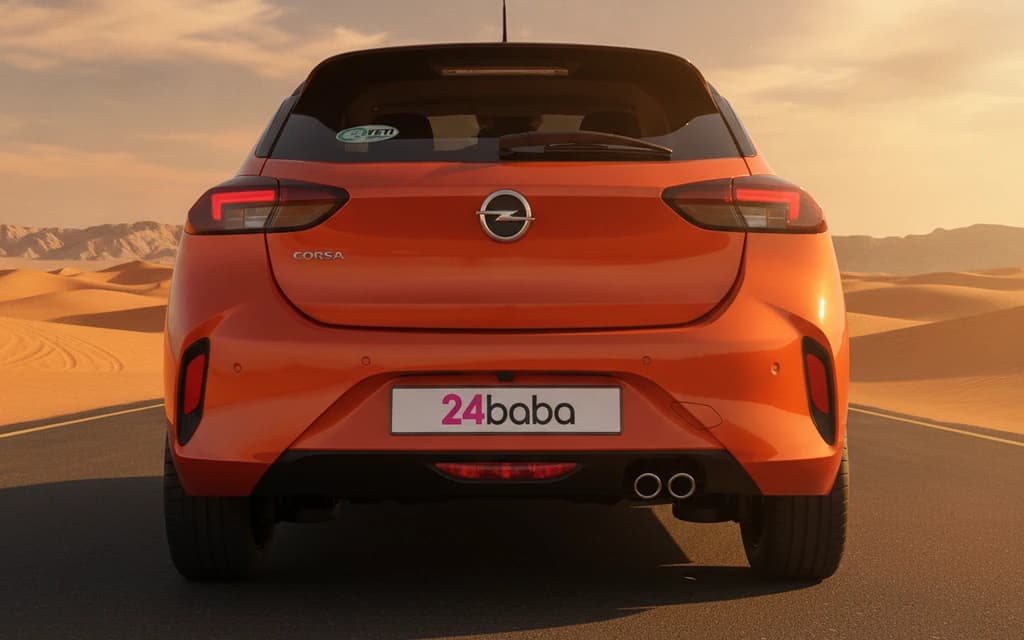 Opel Corsa 2023 Orange rear view – rental in Dubai