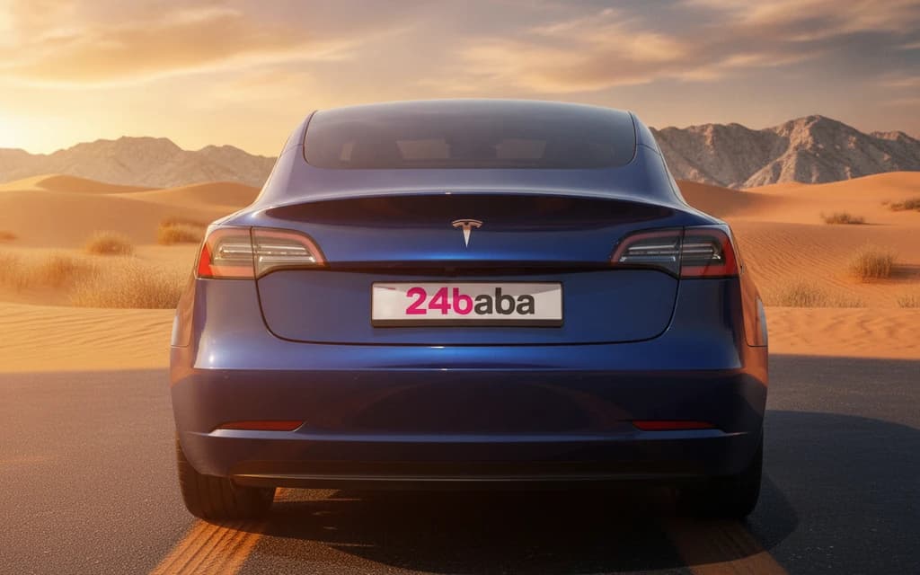 Tesla Model 3 2021 Blue rear view – rental in Dubai