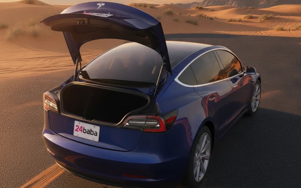 Tesla Model 3 2021 Blue trunk space – rental in Dubai