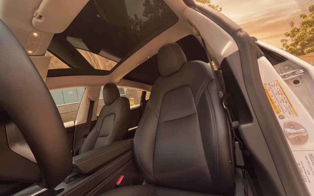 Tesla Model 3 2021 White front seats – rental in Dubai