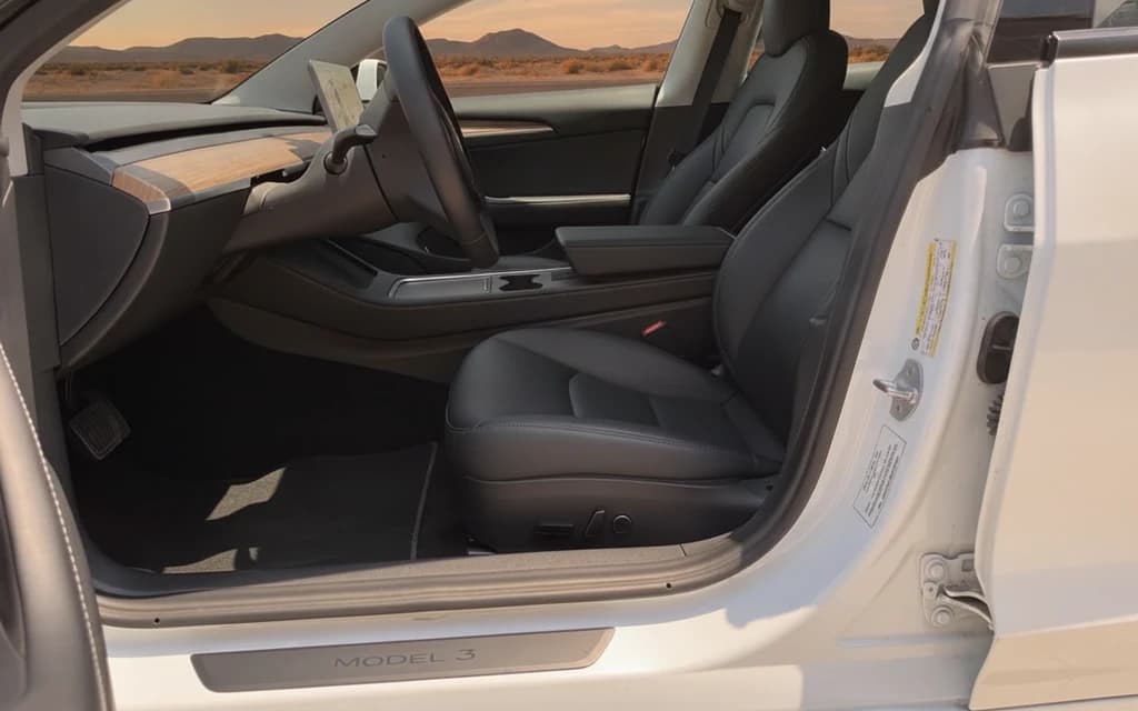 Tesla Model 3 2021 White interior view – rental in Dubai