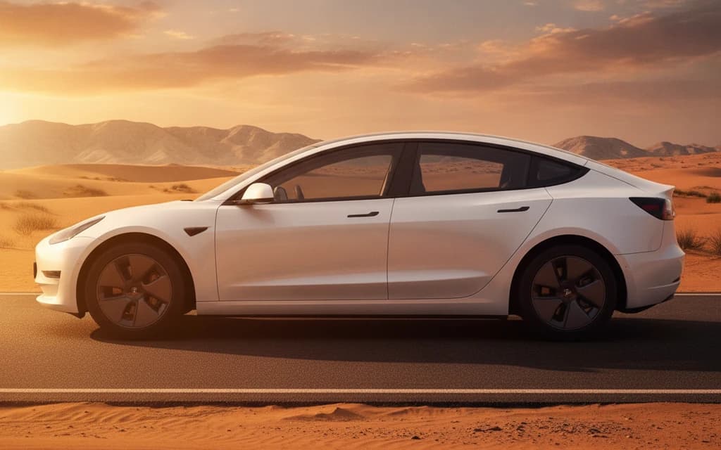 Tesla Model 3 2021 White side view – rental in Dubai