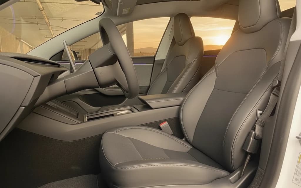 Tesla Model 3 2024 White front seats – rental in Dubai