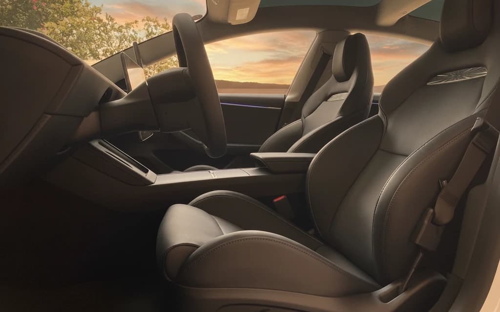 Tesla Model 3 Performance 2024 White front seats – rental in Dubai