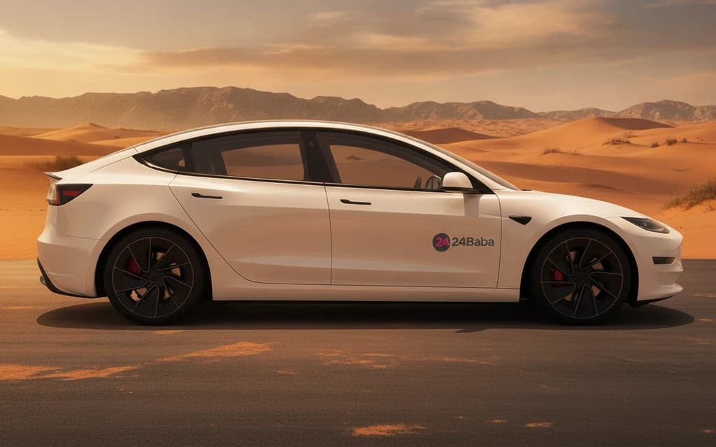 Tesla Model 3 Performance 2024 White side view – rental in Dubai