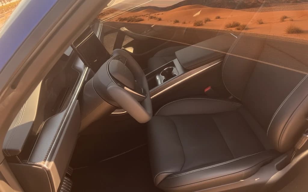 Tesla Model S 2023 Blue front seats – rental in Dubai