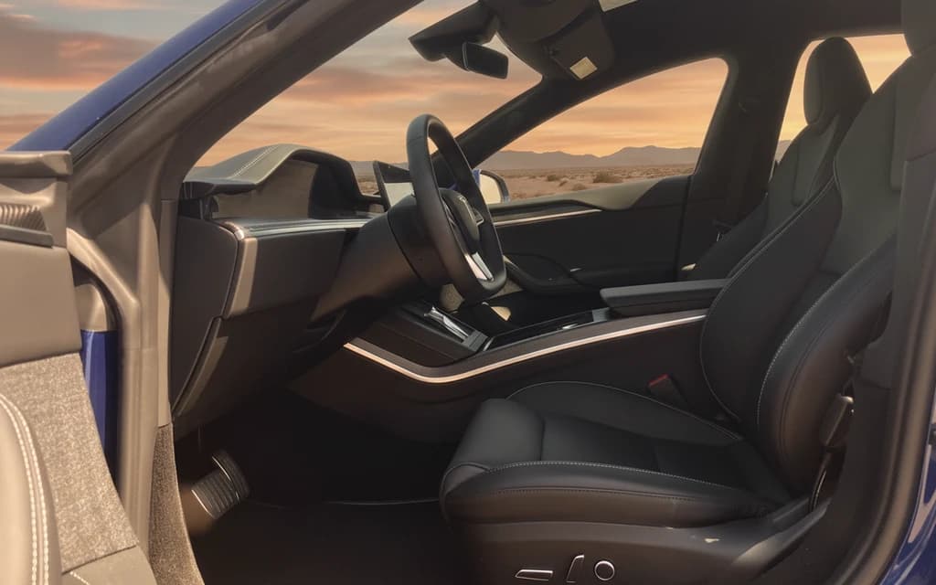 Tesla Model S 2023 Blue interior view – rental in Dubai