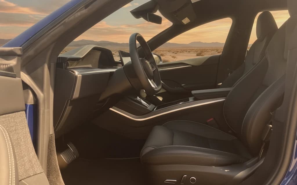 Tesla Model S 2023 Blue interior view – rental in Dubai