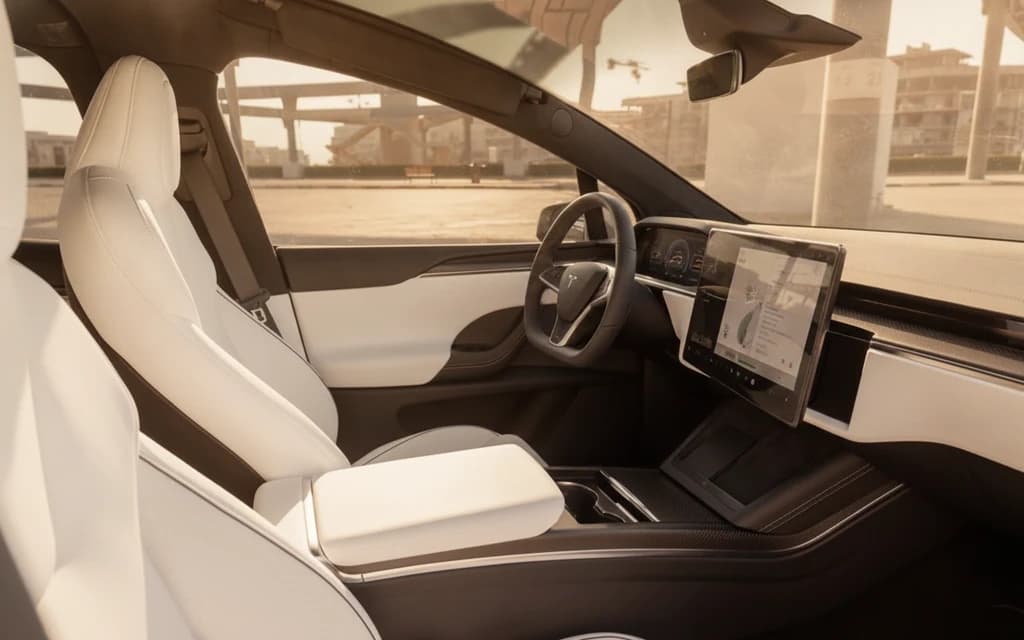Tesla Model X 2023 White interior view – rental in Dubai
