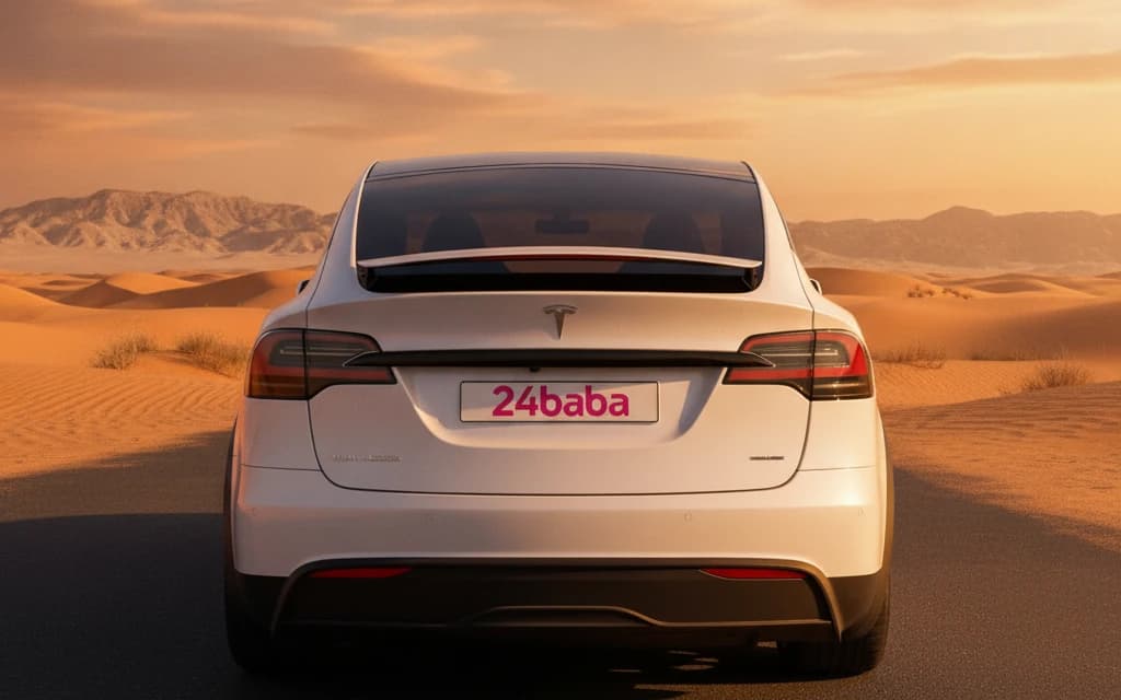 Tesla Model X 2023 White side view – rental in Dubai